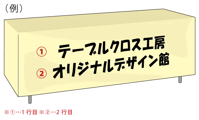 テーブルクロスの文字入れの画像