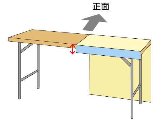 テーブルクロスの背面に垂らす長さの画像