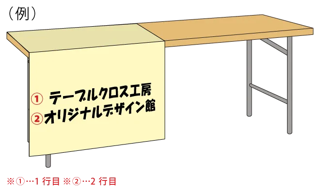 テーブルクロスの文字入れの画像