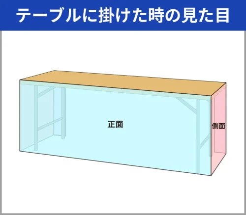 腰幕タイプのテーブルにかけたときの見た目